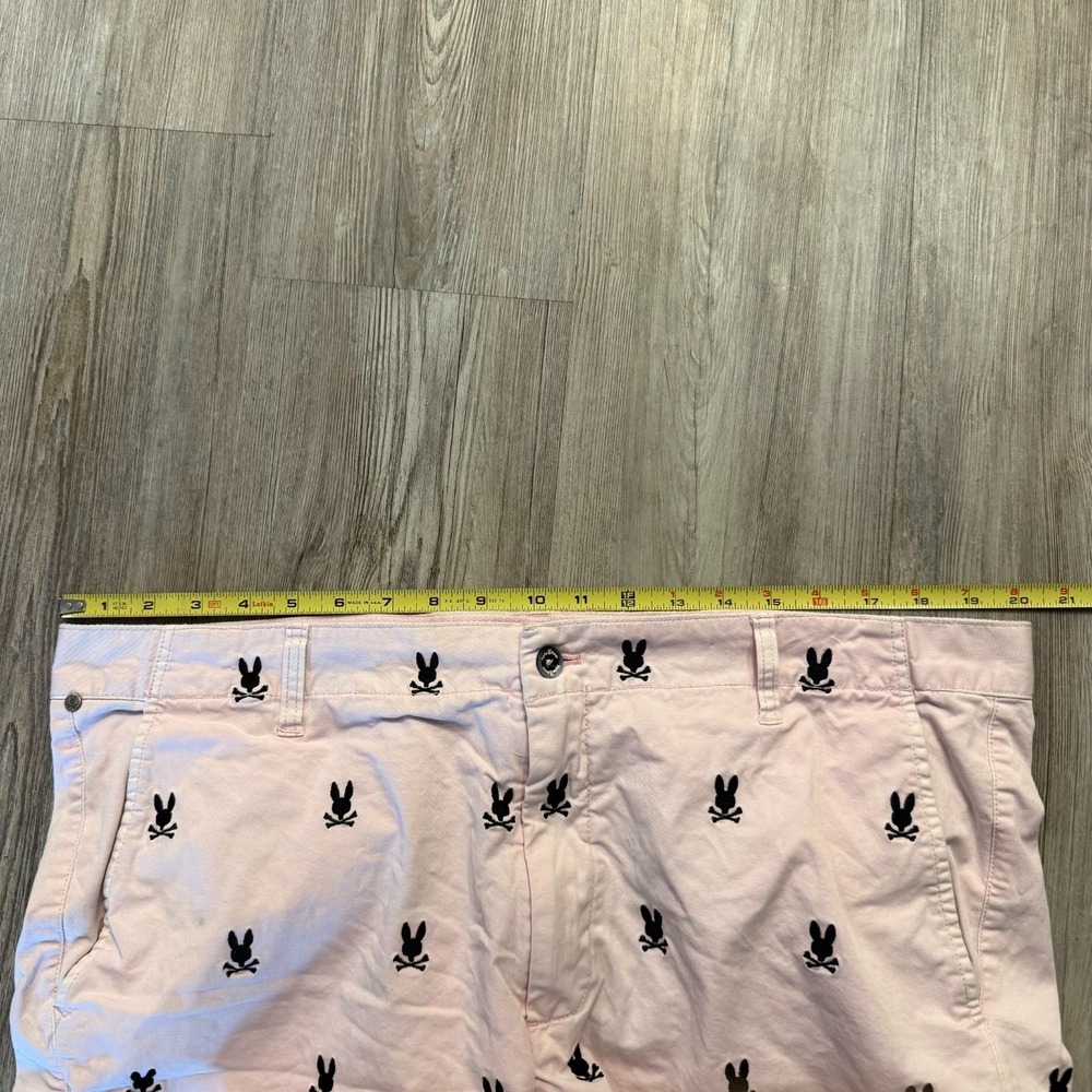 Psycho Bunny Mens 40 Skull Pattern Pink Chino Shorts - Picture 7 of 9